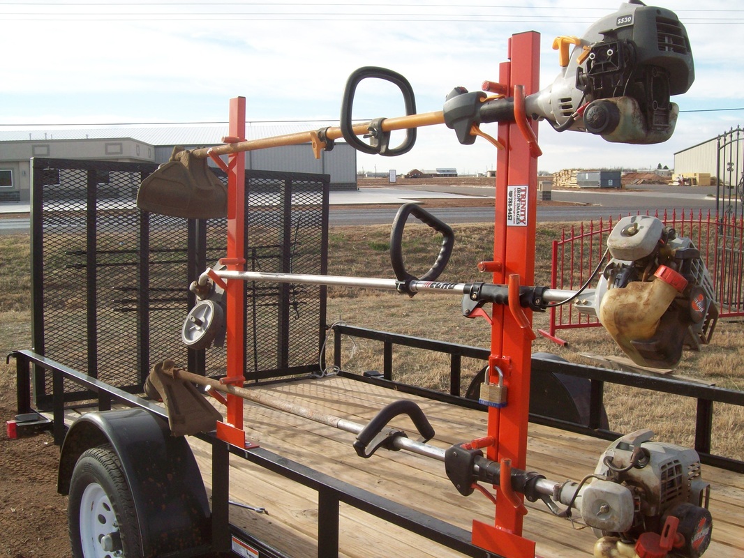 tiewards 2 Place Lockable Trimmer Landscape Trailer Rack Fit for Landscape Trailers Racks